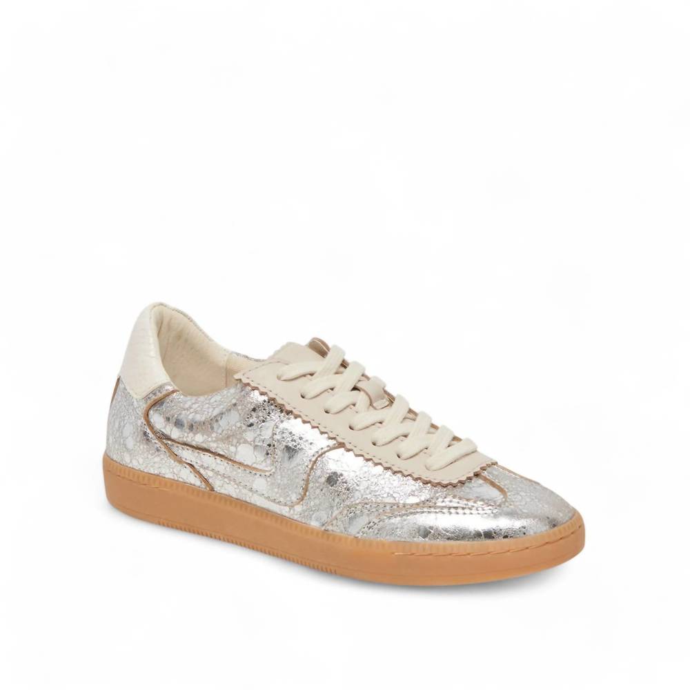 NEW DOLCE VITA Women's Notice Sneakers Silver Distressed Size 8.5